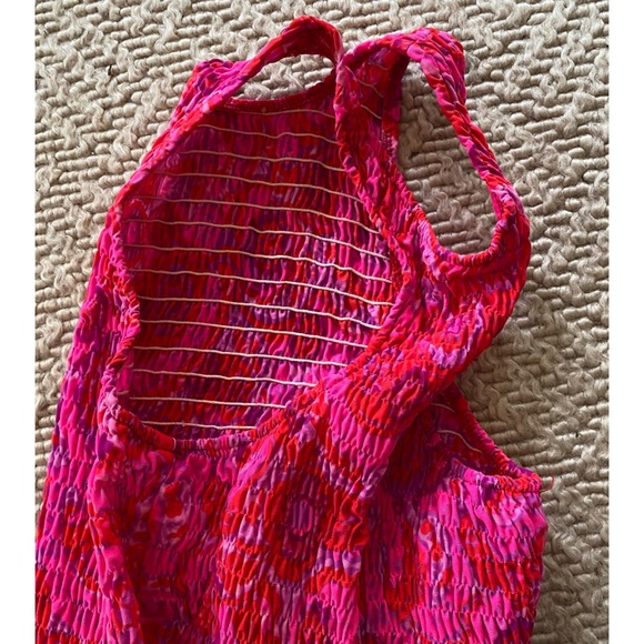 Vintage 60s/70s Paisley Neon Pink Maxi Dress Med - Picture 8 of 12